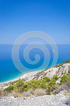 Beautiful Gialos beach on Lefkada island in Greece