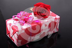 Beautiful gift box with rose