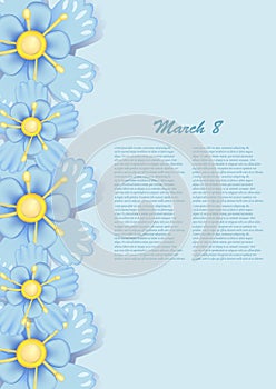 Beautiful gift card with blue paper flowers