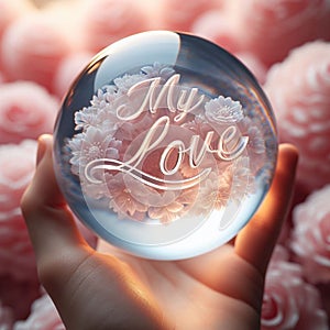 A beautiful gift for a loved one . A glass ball inside which love you written. photo