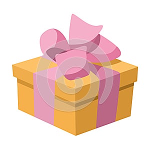 beautiful giftbox with romantic pink bow for special gift vector clipart, holiday illustration