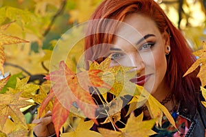 Beautiful girl in autumn scene