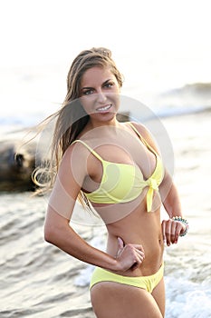 Beautiful girl in bikini on a beach