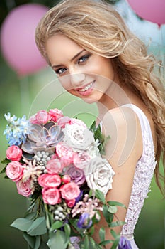 Beautiful girl with a bouquet