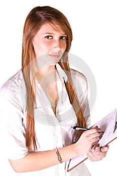 Beautiful Girl With a Clipboard