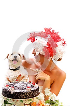 Divertido día festivo pastel payaso a el perro 