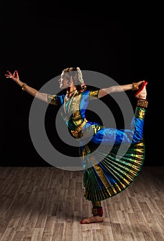 Beautiful girl dancer of Indian classical dance Bharatanatyam