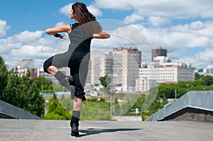 Beautiful girl dancing hip-hop