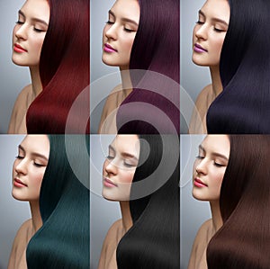 Beautiful girl with different hair dye colors