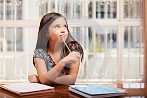 Beautiful girl doing homework