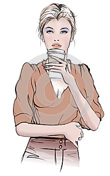 Beautiful girl drinking coffee
