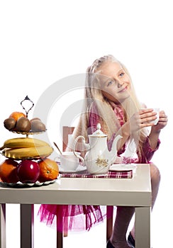 Beautiful girl drinking tea.