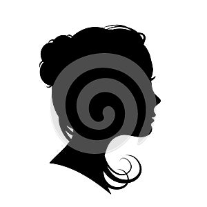 Beautiful girl face silhouette - vector