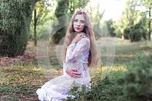 Beautiful girl. fantasy young woman in woods
