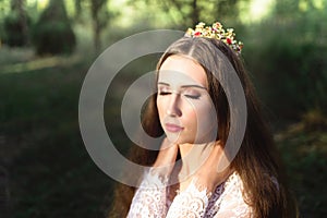 Beautiful girl. fantasy young woman in woods