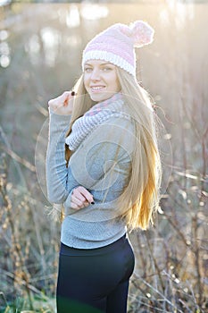 Beautiful girl in field