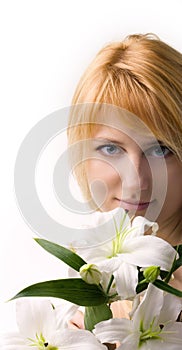 beautiful girl with the flower of lily