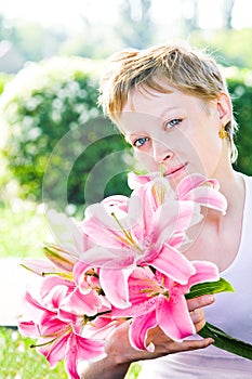 Beautiful girl with flowers