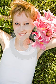 Beautiful girl with flowers