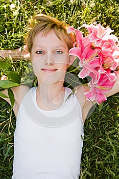 Beautiful girl with flowers