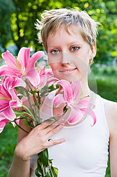 Beautiful girl with flowers