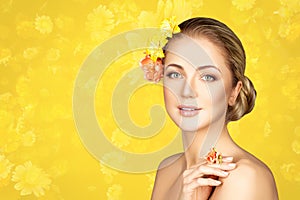 Beautiful girl with flowers on head