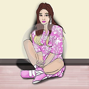 Beautiful girl with frock illustration