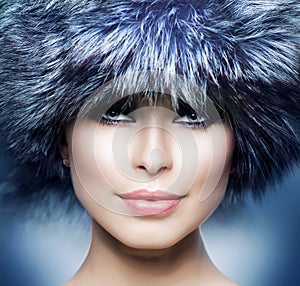 Beautiful Girl in Fur Hat