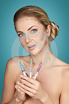 Beautiful girl getting beauty injections