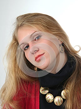 Beautiful girl with gold bead