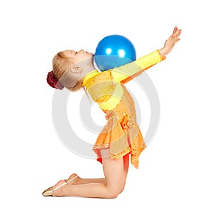 Beautiful girl gymnast with a ball