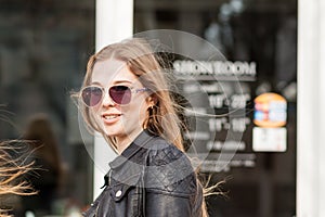 Beautiful girl hanging out in the city