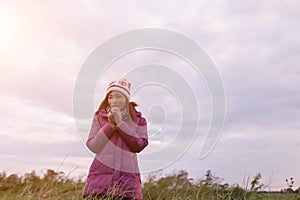 Beautiful girl are happy in the winter