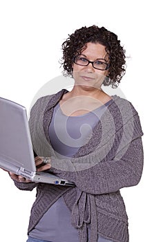 Beautiful Girl Holding a Laptop