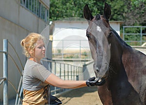 Beautiful girl and horse