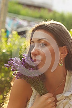 Beautiful girl with lavender