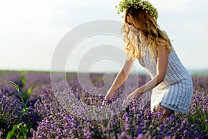 Beautiful Girl in lavender Field