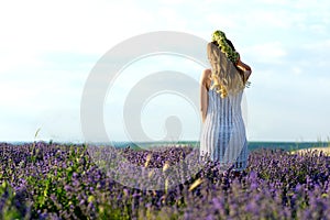 Beautiful Girl in lavender Field