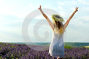 Beautiful Girl in lavender Field