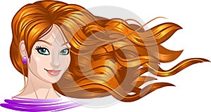 Beautiful girl with long hair. illustration.