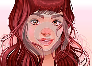 Beautiful girl looking at the viewer, vector illustration