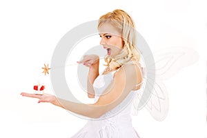 Beautiful girl with magic wand