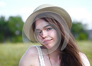 Beautiful girl in a meadow