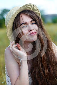 Beautiful girl in a meadow