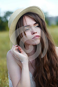 Beautiful girl in a meadow