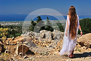 Beautiful girl on the mountain