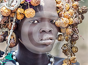 Beautiful girl from Mursi tribe, Ethiopia, Omo Valley