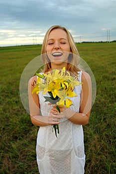 Beautiful girl outside breathing fresh air