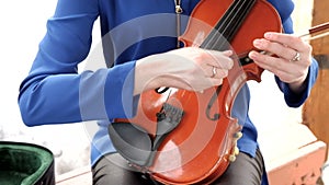 Beautiful girl playing violin