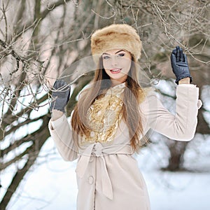 Beautiful girl portrait in winter